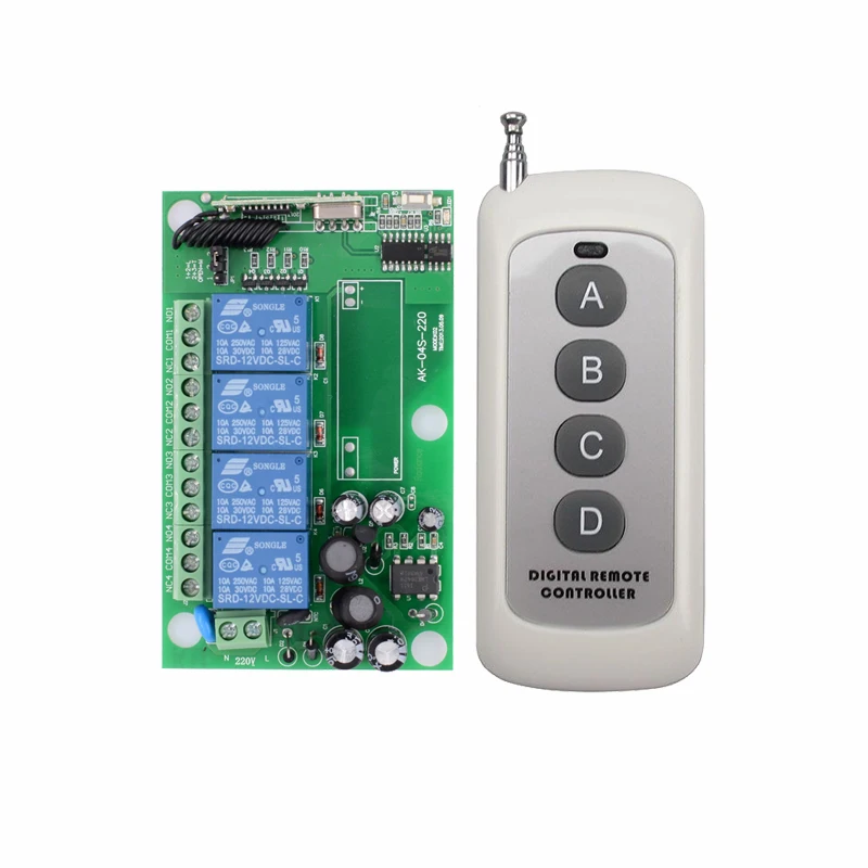 

AC 85V~250V 110V 220V 4CH RF Wireless Remote Control System / Radio Switch Remote Control Switch Learning code Receiver