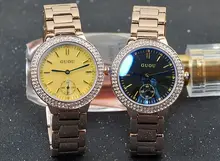 Высокое Качество HK GUOU Марка Водонепроницаемый женские Часы Кварцевые Часы Класса Люкс Из Нержавеющей Золото Стальной Браслет Стекла Подарочные Наручные Часы