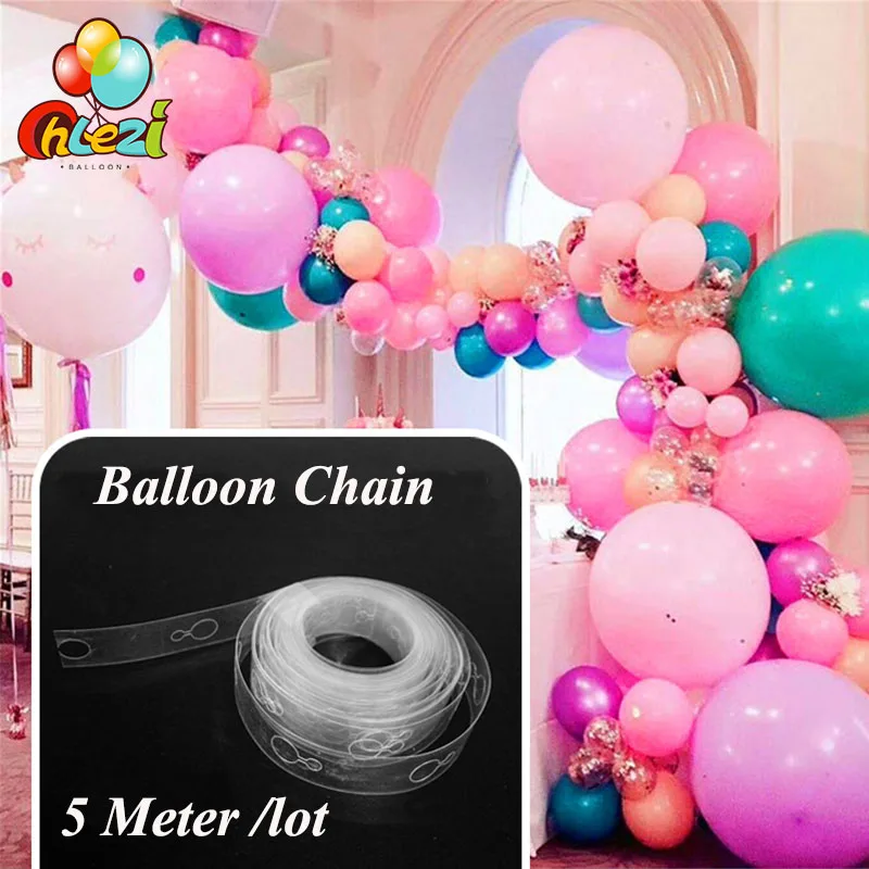 

5M Plastic Balloon Chain PVC Rubber Wedding Party Birthday Balloons Backdrop Decor Balloon Chain Arch 410 Holes DIY decoration