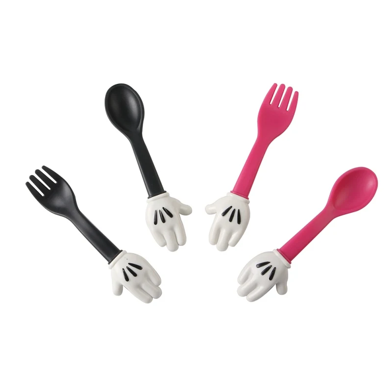 2pcs/Set Baby Cute Cartoon Spoon Fork Set Children's Feeding Tableware