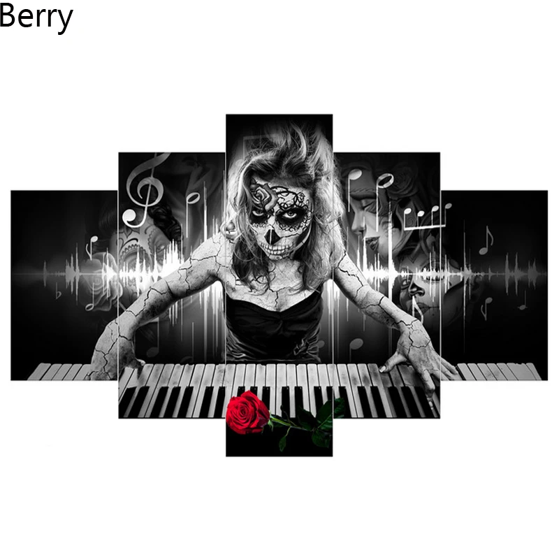 

diy 5pcs/set living room decor,full 5d diamond embroidery skull girls, square ,3d diamond painting cross stitch,diamond painting