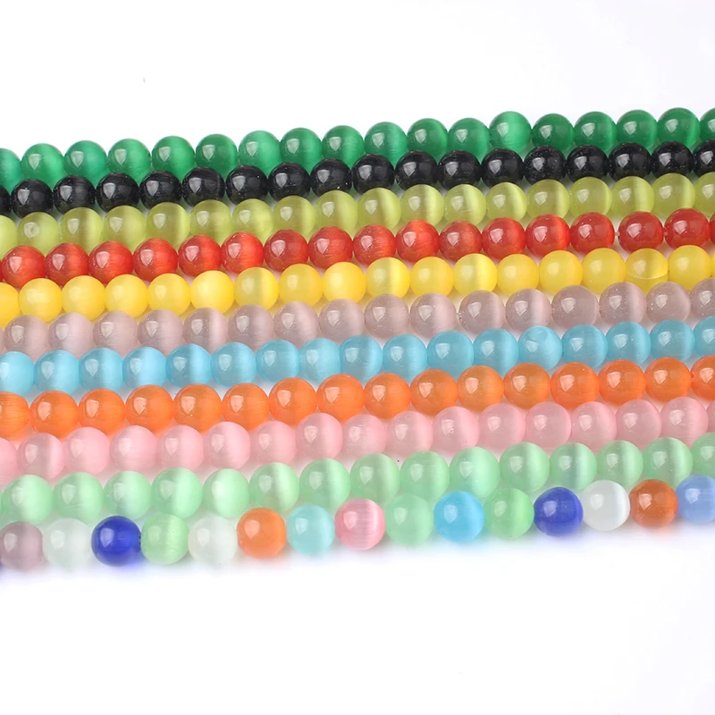 

LanLi fashion Jewelry 4/6/8/10mm Colorful Cat Eye stone Loose Beads DIY Men and women bracelet necklace ear stud accessories