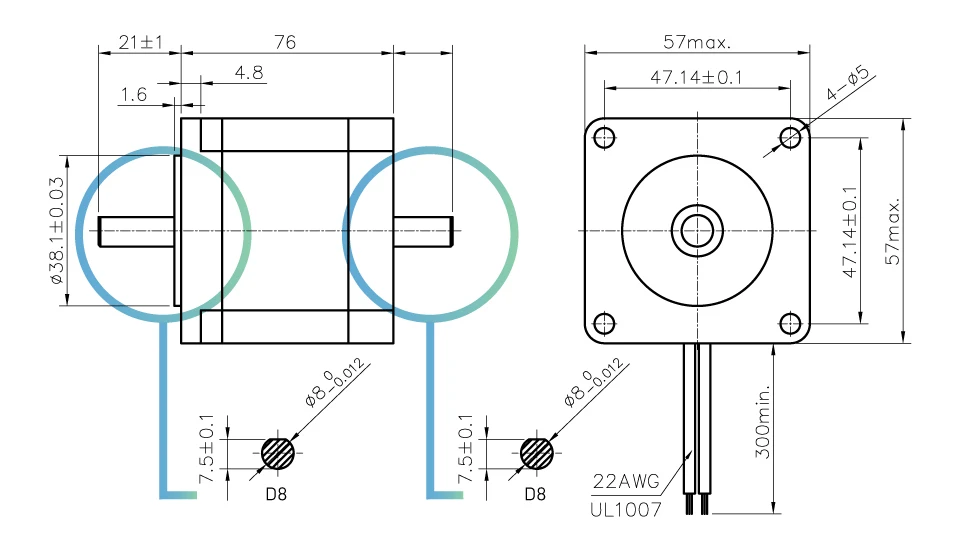 57x76mm d = 8mm 1.89n. m 3a