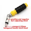 1pcs 6.35mm Screwdriver Multi-functional Ratchet Portable Wrench  1/4 Yellow Handle Hexagonal Screw Driver 180 Degree Switch ► Photo 3/5