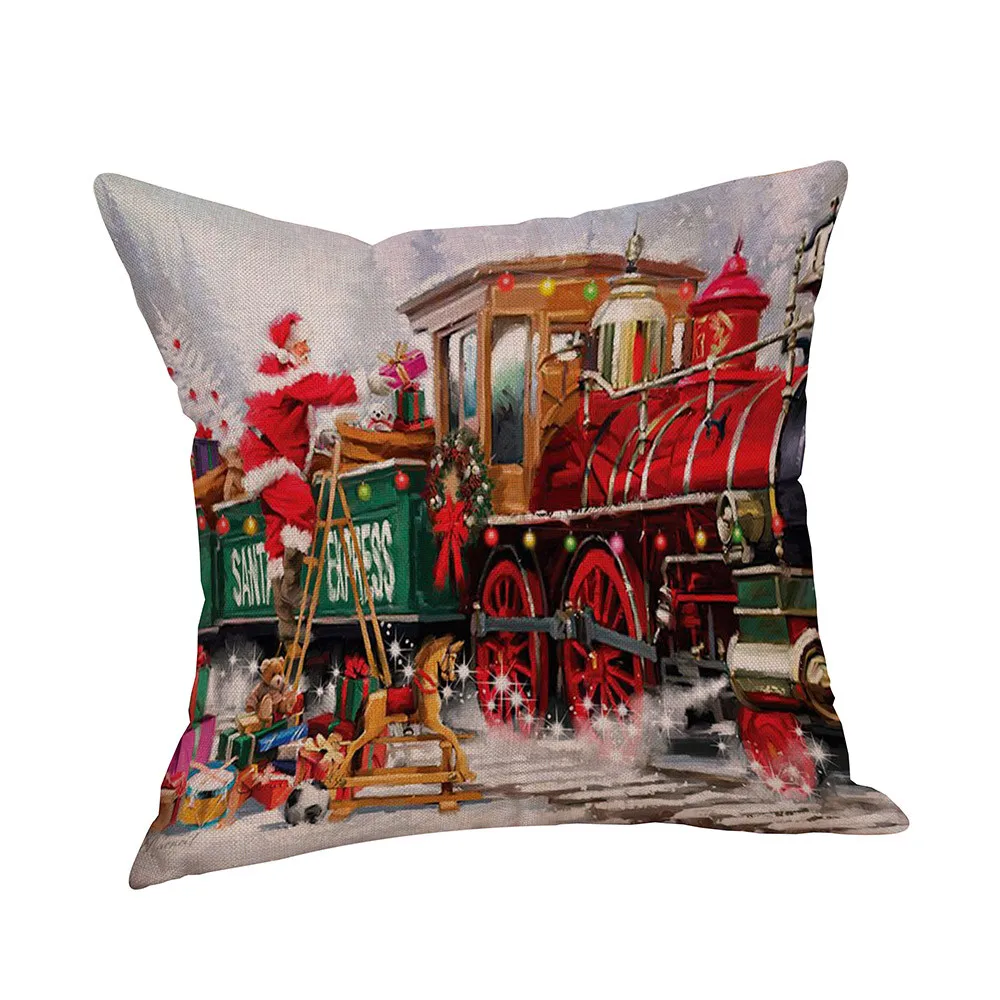 

Cotton Linen Christmas Pillowcase Xmas Santa Claus Socks Pillow Case Sofa Waist Throw Cushion Cover Home Decor 1030