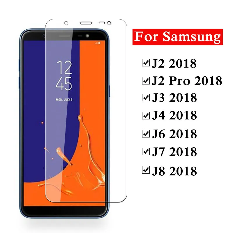 Защитный Стекло на samsung Galaxy J4 J6 J8 J7 J3 J2 Pro процессором обработки изображений Galax Samsong J 2, 3, 4, 6, 7, 8, закалённое защитное стекло 2.5d пленка