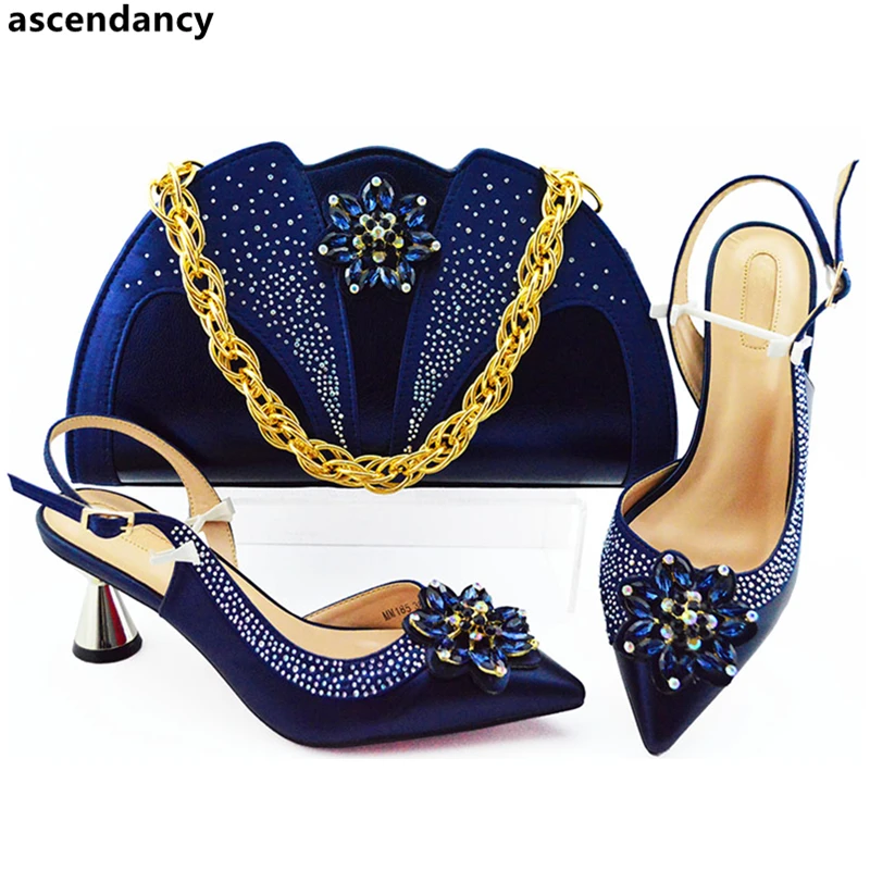 

New Arrival Italian Women Wedding Shoes and Bag Set Decorated with Appliques Shoes and Bag Set for Party In Women African Pumps