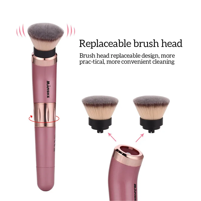 

Electric Makeup Brushes Foundation Powder Make Up Brush 360 Degree Rorating Battery Operated for Blending With 2 Brush Heads 38