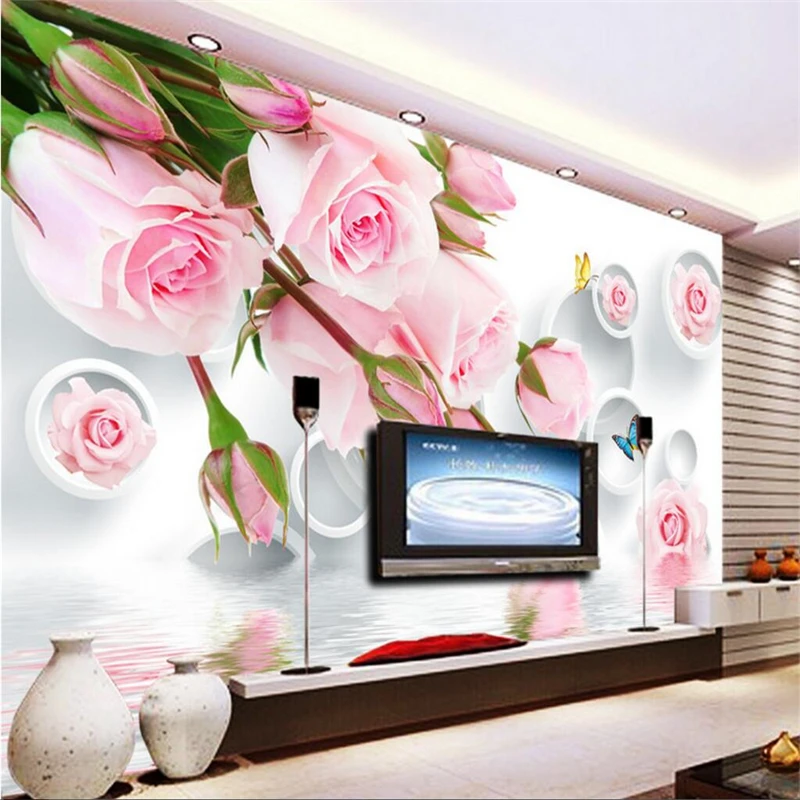 

beibehang Wallpaper Mural Wall Stick Rose 3D TV Wall papel de parede wallpaper for walls 3D neodymium magnet