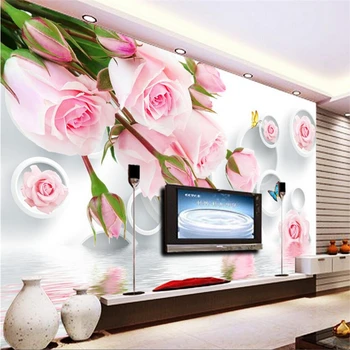 

beibehang Wallpaper Mural Wall Stick Rose 3D TV Wall papel de parede wallpaper for walls 3D neodymium magnet