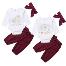 3 шт. Pudcoco для новорожденных девочек люблю папа мама бодик брюки повязка на голову; наряды; комплекты одежды