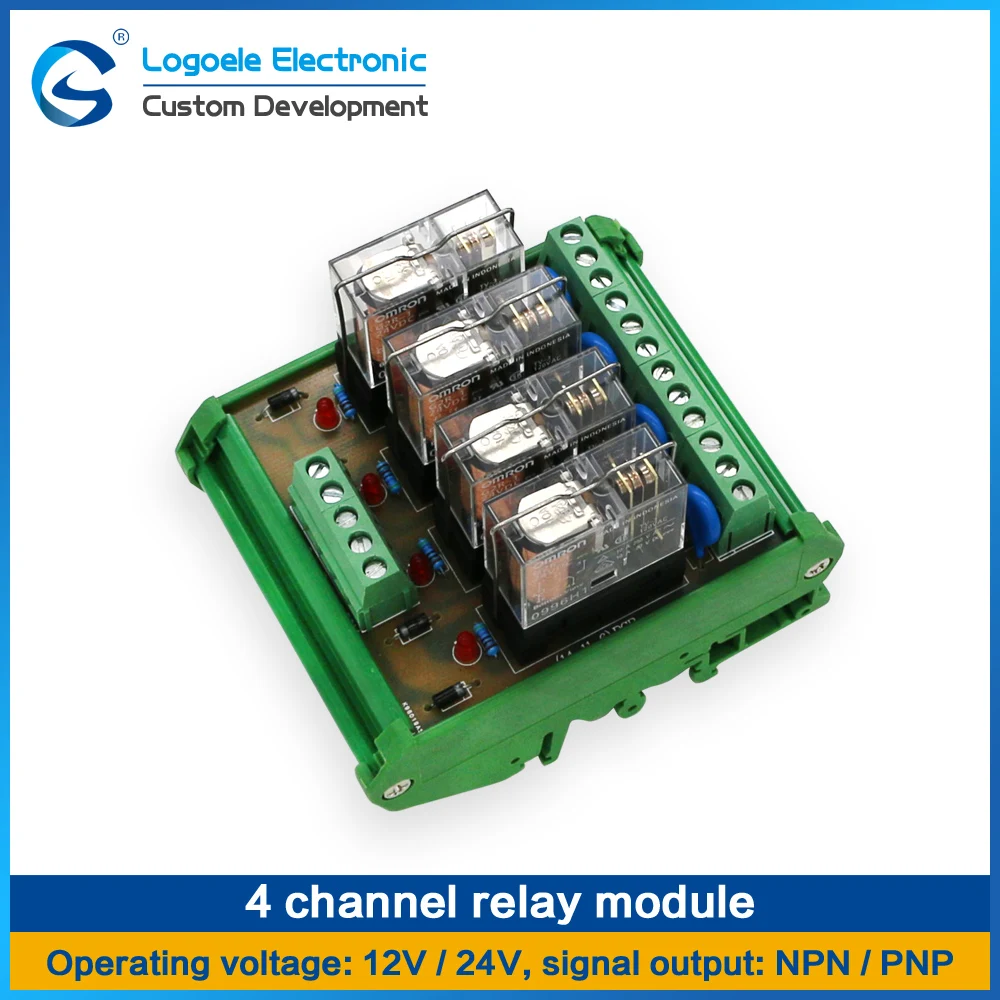 4 relay module four panels driver board module DC 12V / 24V Input signal NPN / PNP With stand
