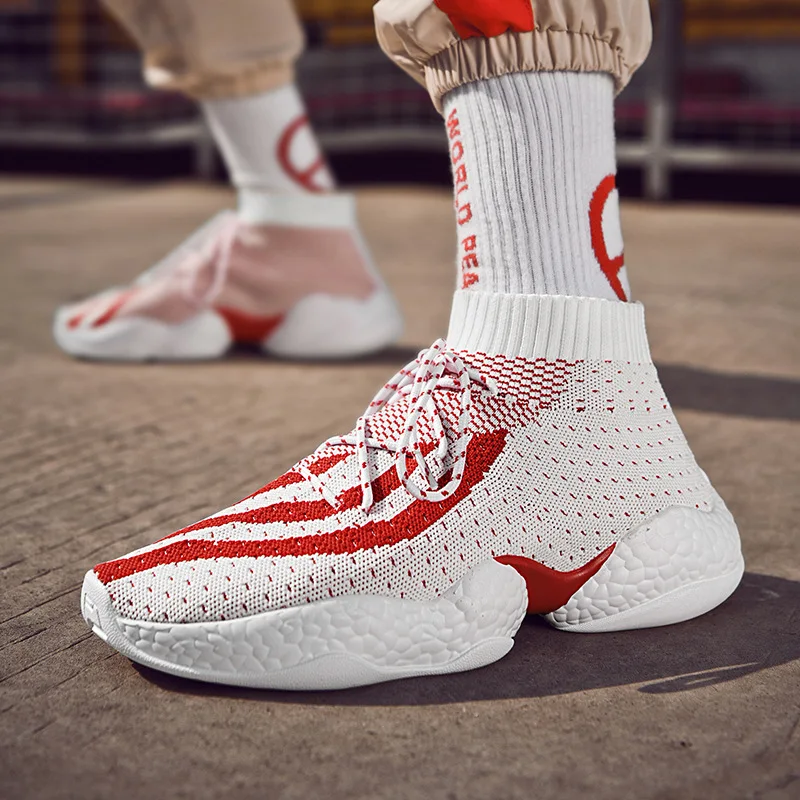 Мужские кроссовки для бега мужские вязаные носки спортивные Flyknitlys желтого