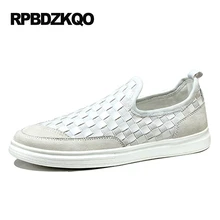 Кататься на коньках Мужская повседневная слипоны обувь кроссовки Платформа белый тканый люди воздухопроницаемый весна черный легкий