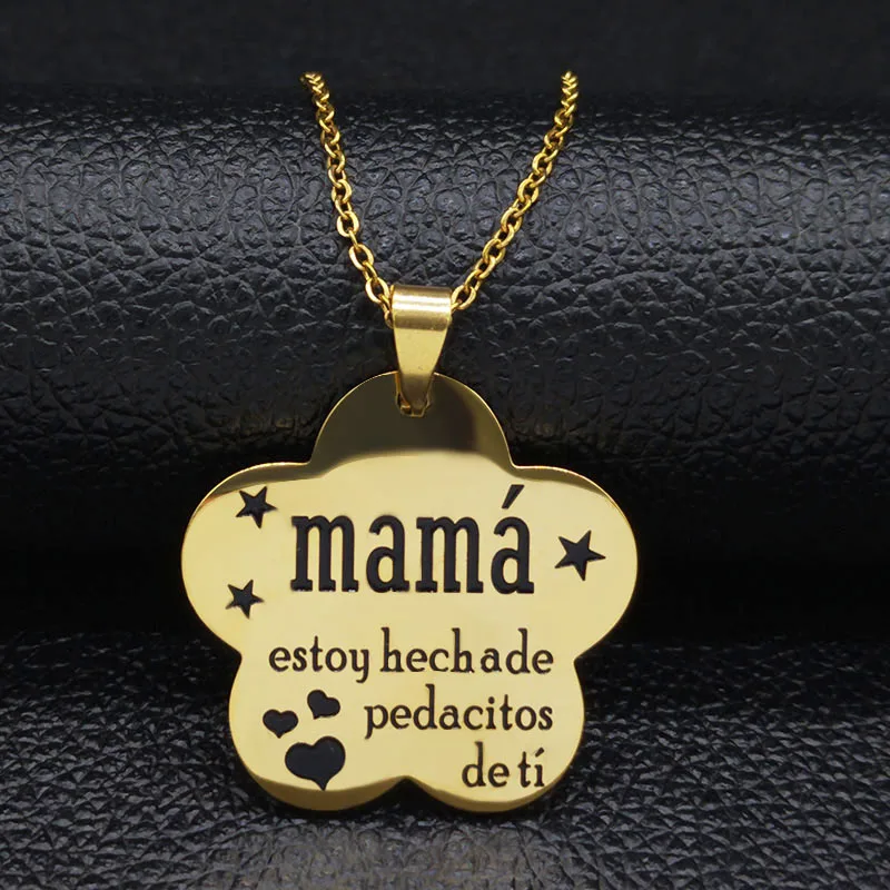 Mama-collar de acero inoxidable para mujer, hecha de pedacitos de ti, collar de cadena de Color dorado, joyería, N18986, 2021
