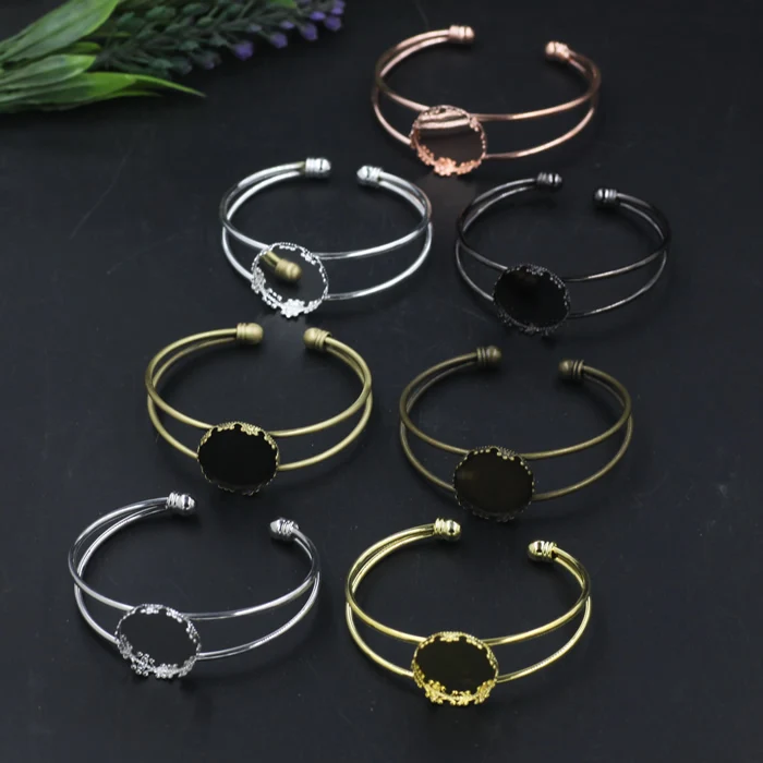 

10pcs Cabochon 20mm Crown Pad/Tray Antique Bronze/Gold/Silver/Black Bracelet Vintage Copper Bangle DIY Handmade Jewelry