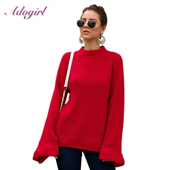 

Women Sweaters 2019 Winter Tops Casual Solid O-Neck Knitted Pullover Female Loose Turtleneck Sweater Jumper Knitted Outwear Coat