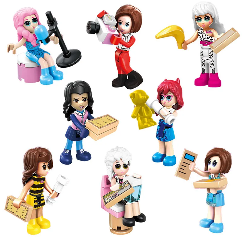 

Legoing Blocks Friends Princess Girls Singer Waiter Repoter Building Blocks Toys for Children Assemble Friend Block Kids Gift