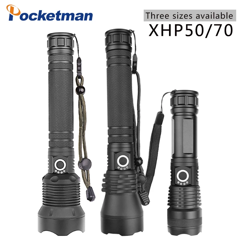

XHP70 XHP50 LED Flashlight High Powerful Lamp zoomableTorch Light 26650 18650 Flashlight Waterproof camp USB Rechargeable Lamp