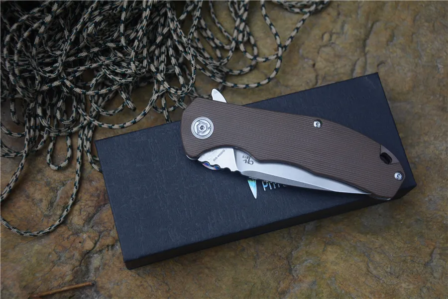 CH Pocket Folding knife CH3504 G10 handle D2 blade Ceramic ball bearing washer outdoor Survival hunting knife tool gift package