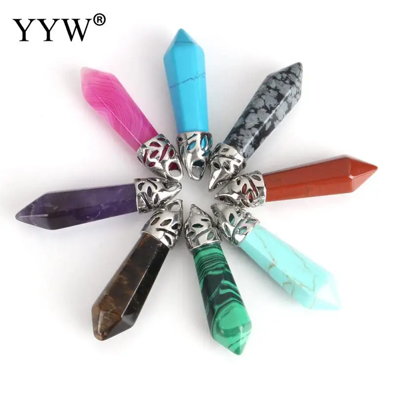 

Pendant Crystal Sea Opal Malachite 2017 new fashion charm jewelry pendant Bullet Gem Stone Pendant hot sale Charm for Necklace
