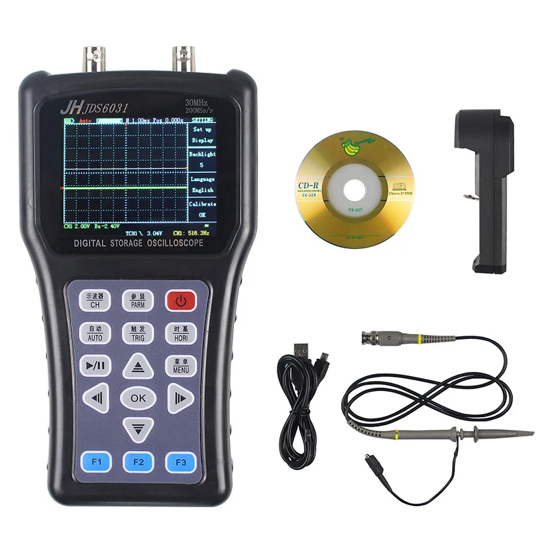 JINHAN JDS6031 Новый Ручной осциллограф 1CH 30M 200MSa/S с USB зарядным устройством зонд кабель