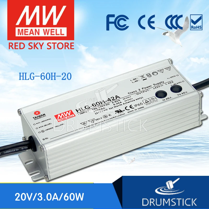 

MEAN WELL HLG-60H-20 20V 3A meanwell HLG-60H 20V 60W Single Output LED Driver Power Supply