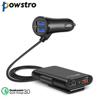 Powstro 3.0 Fast Car Charger 4 USB Ports with a Back Seat Clip-On