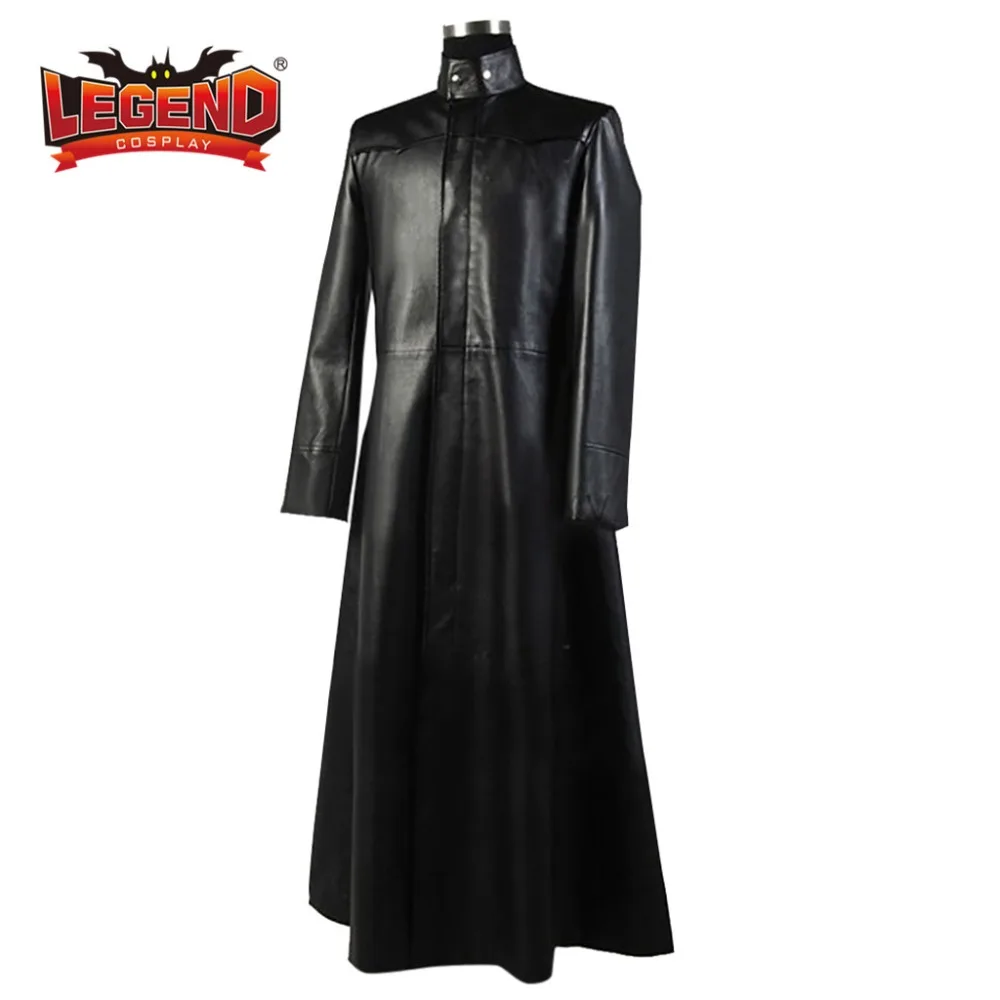Matrix Neo плащ, костюм для косплея длинный черный кожаный плащ на заказ