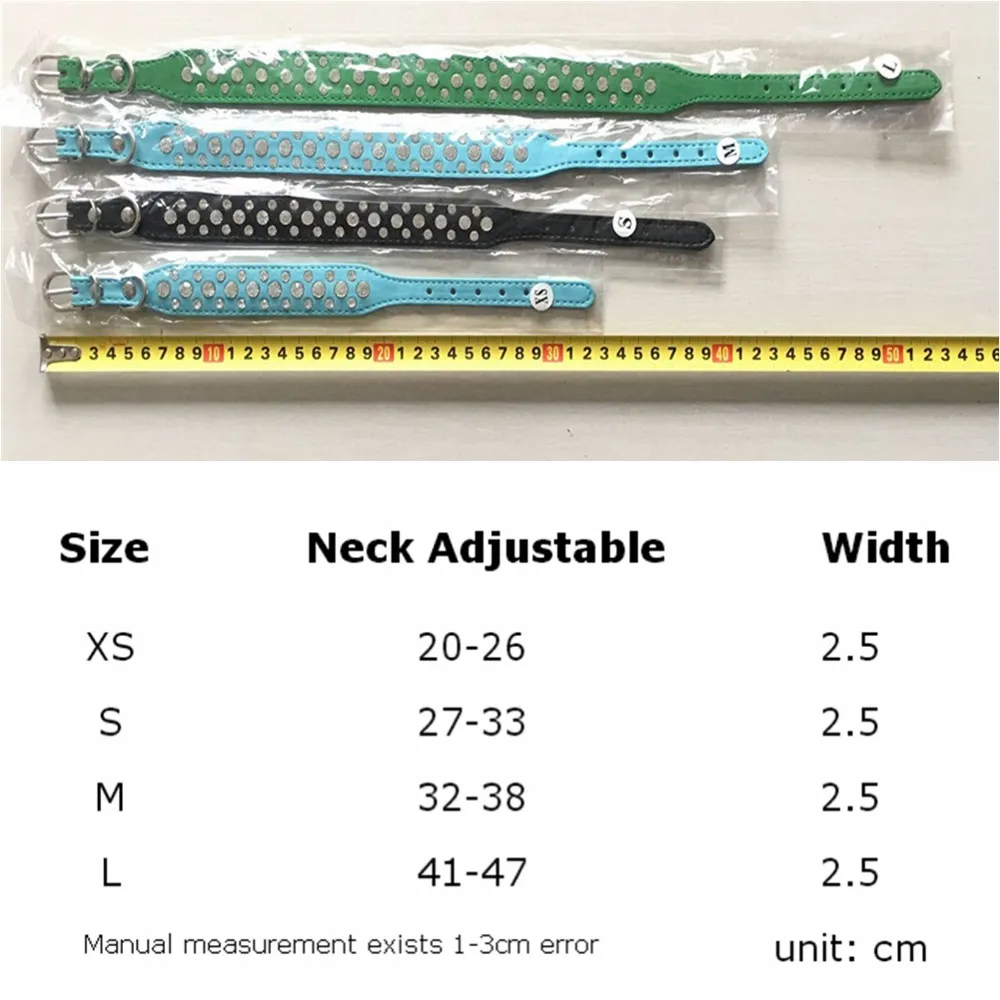 15 цветов, ширина 2,5 см, ошейник из искусственной кожи для домашних животных, круглые шипы, шипованные собачьи ошейники для маленьких и средних собак XS/S/M/L
