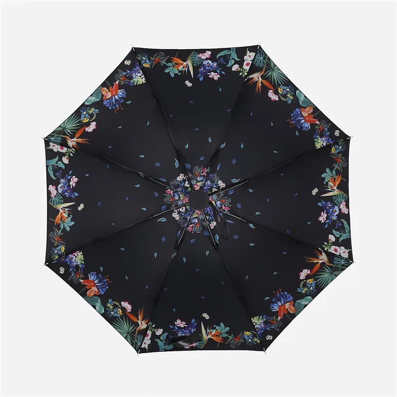 Портативный с цветочным принтом Для женщин три складной зонт Защита от солнца УФ-защита Защита от солнца Shade дождь Зонты Свадебные дождь