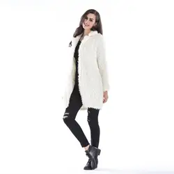 Куртки для женщин Зимняя распродажа пальто 2018 Новый нагрудные Пушистый Средний длинное пальто Узкие хлопковые пальто повседневные куртки
