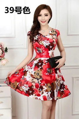 Женское платье модное женское стильное платье среднего возраста с короткими рукавами приталенное элегантное мини-одежда с цветочным принтом 4XL - Цвет: 39