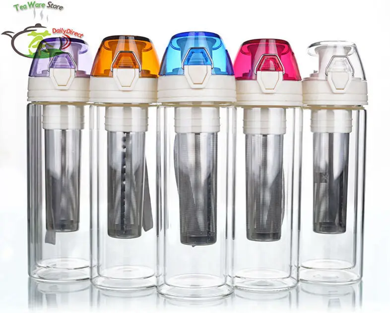 Lots Multi colored Heat Resistant Double Wall Glass Tea Tumbler w/Infuser 9fl.oz 270ml Healthy