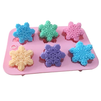 

6 holes Snowflake Pattern Cake moulds Silicone Mold Chocolate Cake Cookie Soap Moulds for Christmas Gifts