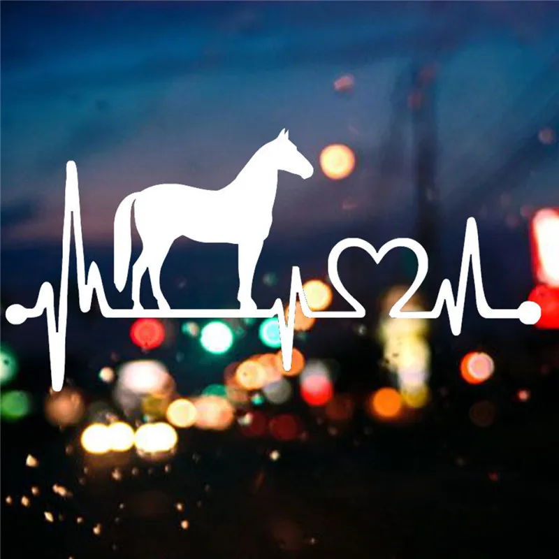 

21cm Cartoon Horse Electrocardiogram Car Side Stickers Car Window Bumper Creatives Sticker Auto Exterior Decoration Body Styling