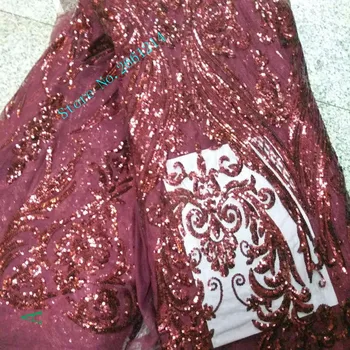 

Sequin Lace Fabric 4.5*1.35meters 2017 African Lace fabric with Sequins High Quality Sequin Fabric for dresses BZL-53126