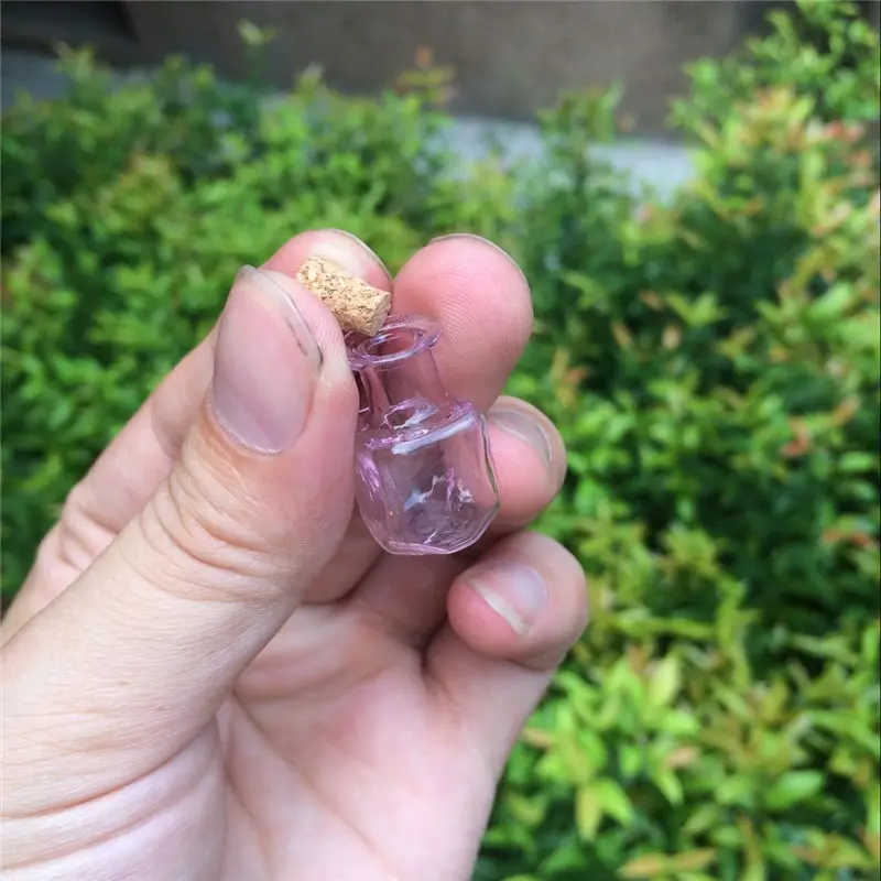 Wholesale Price Mini Glass Color Bottles Rectangle Cute Bottles With Cork Little Bottles Gift tiny Jars Vials Mix 7 Colors 70pcs 5