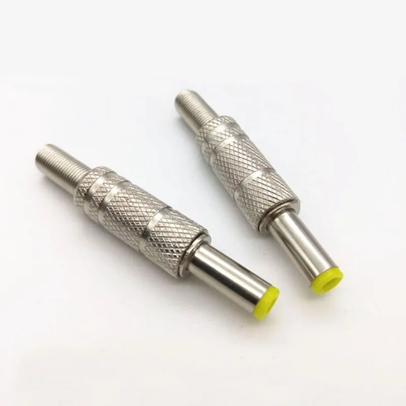 

2Pcs DC Plug Metal DC Male 5.5*2.1mm/ 5.5 *2.5mm Wire Type Tuning Fork with Shrapnel DC Power Male Plug Jack Adapter Connector