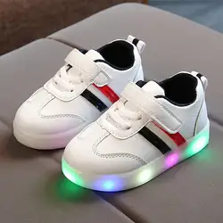 2018 модные светящиеся кроссовки для отдыха, детская обувь, нескользящая подошва светодио дный, обувь с подсветкой, полосатые кроссовки для