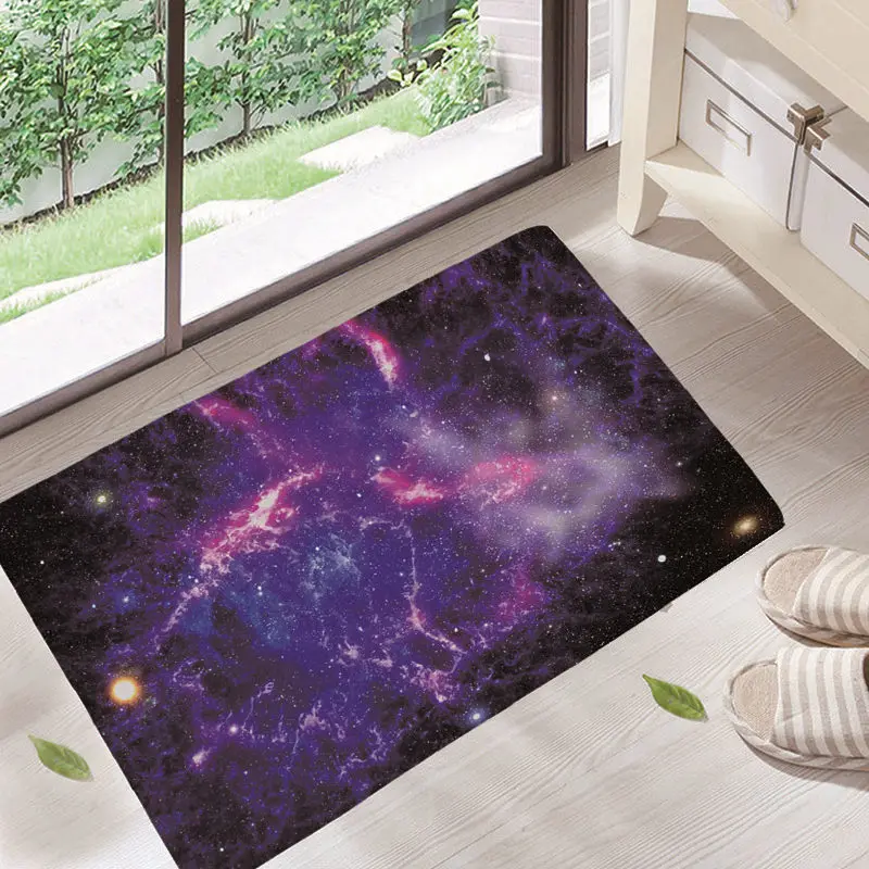 

Cosmic Outer Space Stars Starry Sky Felt+Rubber Bath Mats Carpet Rug Doormat Living Room Non-slip Kitchen 3D Floor Mat GA7