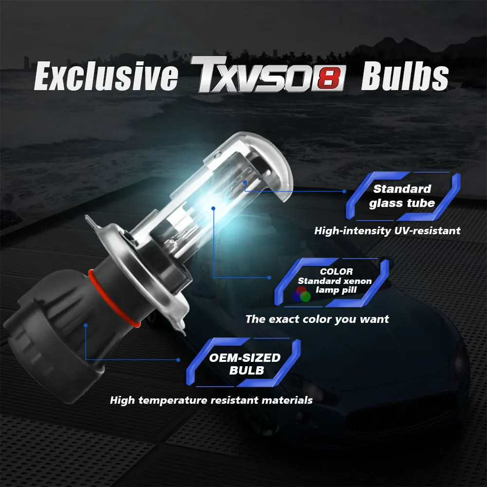 TXVSO8 Комплект Ксеноновых передних фар 2 шт H4 9003 HB2 Hi Li Тип 55 Вт HID лампы с балластом