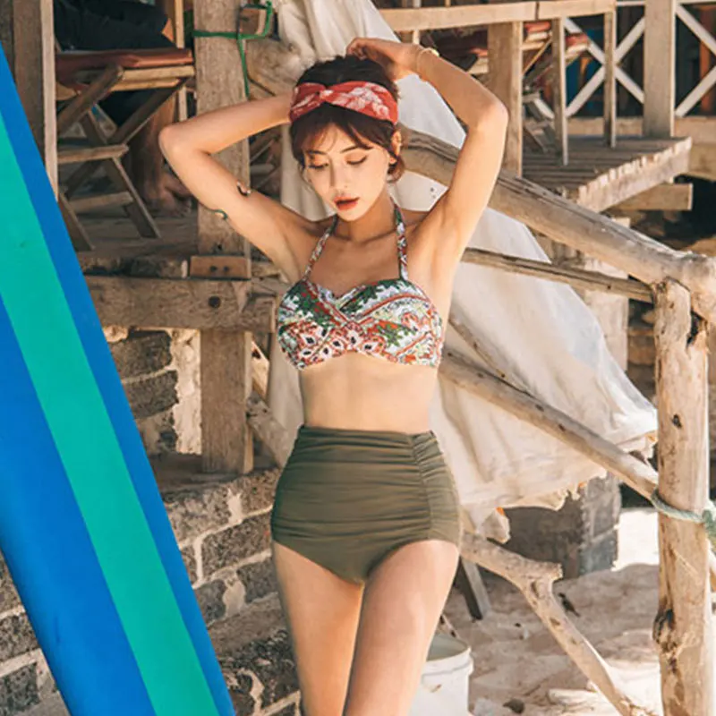 

Women Swimwear Separate Swimming Suit Plus Size Swim Wear High Waisted Bathing Suits Sexy Two Pieces Bikini Swimsuit Ladies 2019