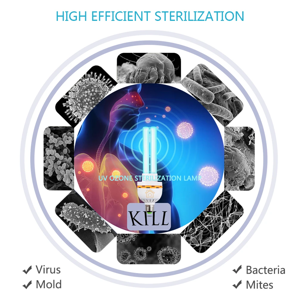 УФ-стерилизатор, домашний озонатор, ультрафиолетовая лампа, УФ-лампа, дезинфекция, бактерицидные E27, 15 Вт, 20 Вт, лампа для дома, 220 В