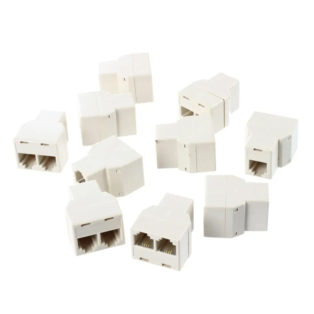 

Beige RJ11 6P4C 1 to 2 Female Plug Telephone line Splitter Connector 10 Pcs