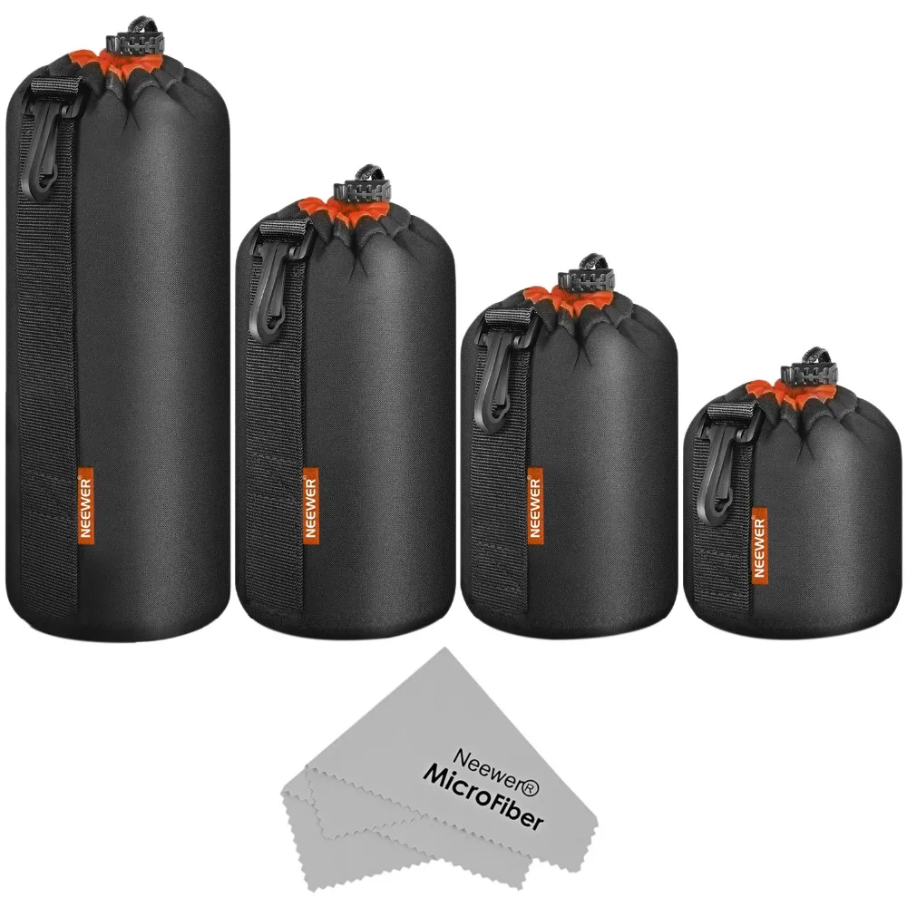 Neewer чехол для объектива камеры(4-Pack, 4-size)-Толстая Защитная сумка для sony, Canon, Nikon, Pentax, Olympus, Panasonic DSLR объектива