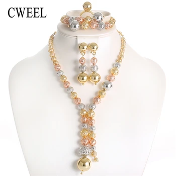 

CWEEL Fashion Dubai African Beads Jewelry Sets for Women Wedding Vintage Indian Bridal Ethiopian Turkish Costume Jewellery Set