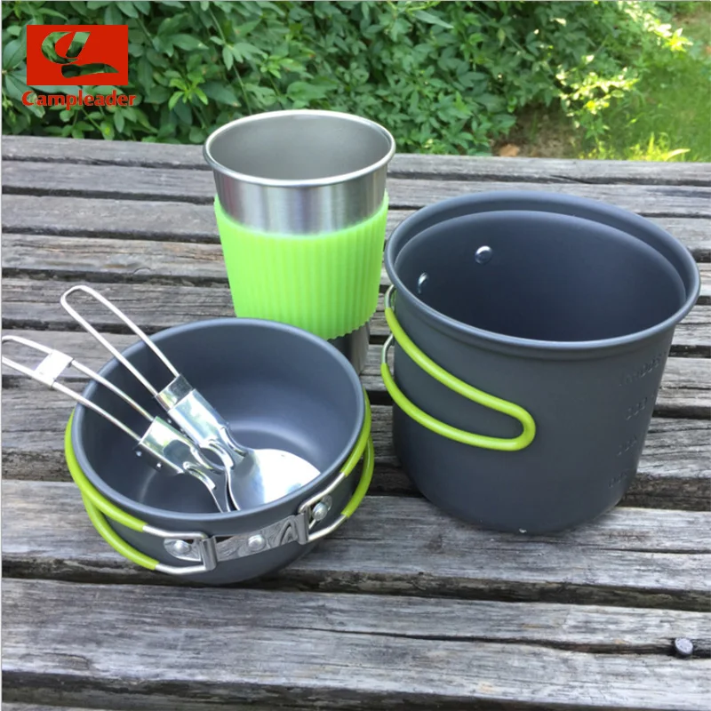 Nuevo 1-2 persona no-stick Picnic olla Pan Camping olla plegable al aire libre utensilios de cocina 6 en 1 sets de camping al aire libre con estufa CL009