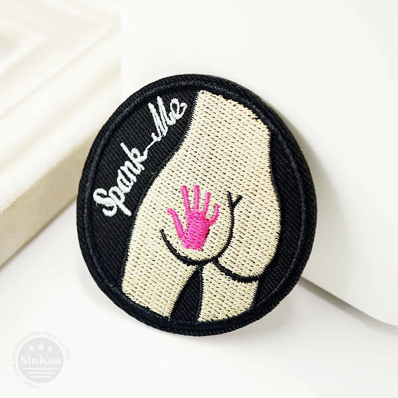 

Spank Me Size:5.5X5.5cm DIY Cloth Patch Badge Embroidered Cute Badges Hippie Iron On Kids Cartoon Patches For Clothes