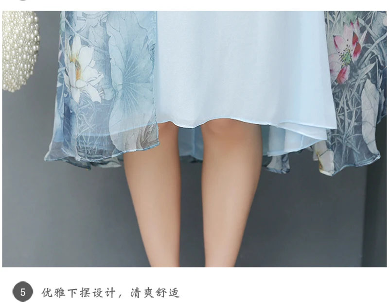 Г.; красивое высококачественное весенне-летнее платье с воротником-стойкой в стиле ретро; платья в китайском стиле; женская одежда больших размеров; qh1274